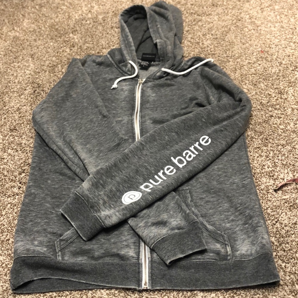 Pure Barre burnout hoodie size large gray.